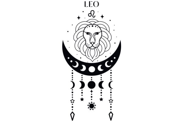 Leo Zodiac Sign: A Illustration with Astrological Symbols and Stars