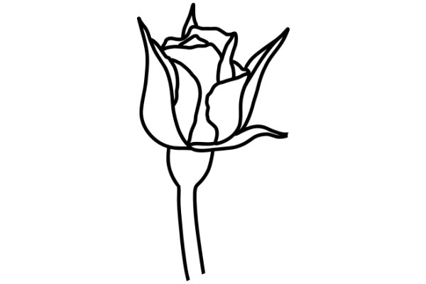 A Simple Line Drawing of a Rose