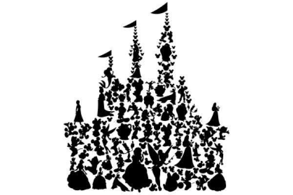 A Silhouette of a Castle Surrounded by a Variety of Characters