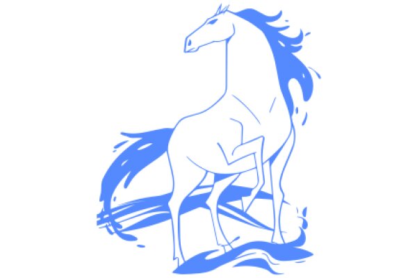 A Blue Line Artwork of a Horse in Motion