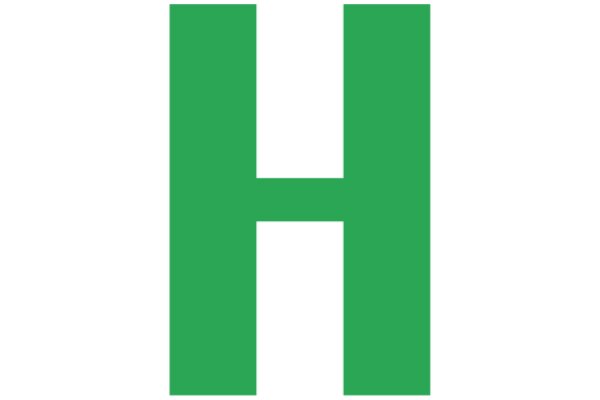 Simplistic Green Letter 'H' on a White Background