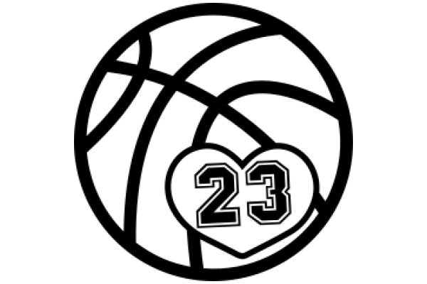 A Logo of a Basketball with the Number 23 Inside a Heart