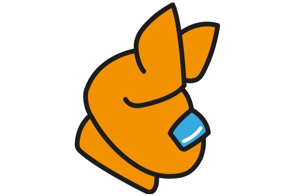 Vibrant Orange Cartoon Character with a Blue Mouthpiece