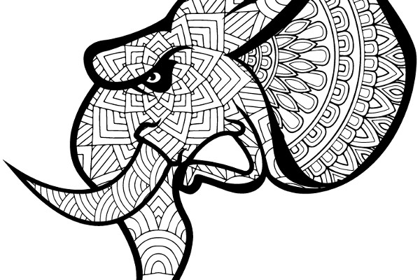 Stylized Elephant Design with Intricate Patterns