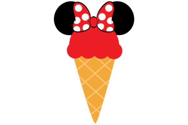 Whimsical Disney-Inspired Ice Cream Cone with Minnie Mouse Bow