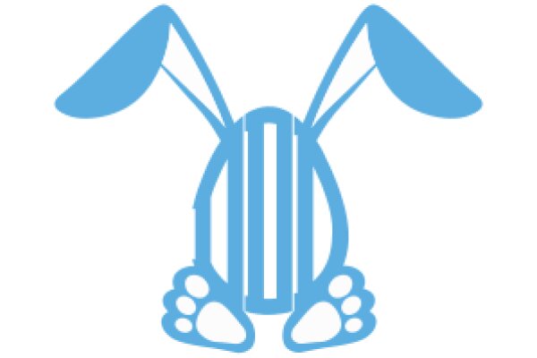 A Blue Bunny Logo with Paw Prints