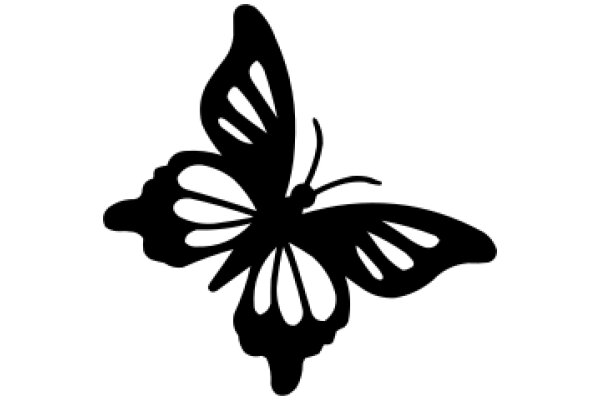 Stylized Black Silhouette of a Butterfly