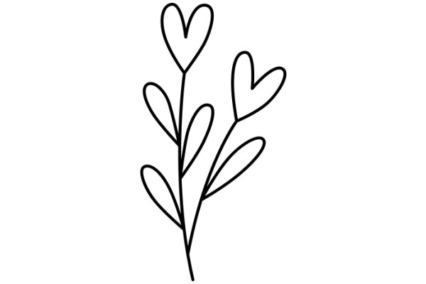 Simplistic Line Drawing of a Heart-Shaped Plant