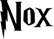 Stylized 'Nox' Logo with a Lightning Bolt Design