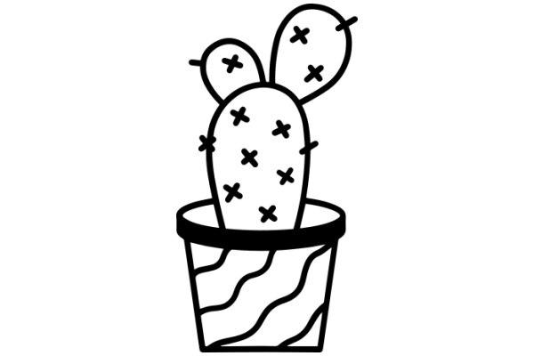 A Playful Illustration of a Cactus in a Bucket