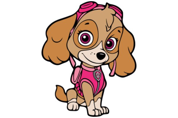 Adorable Puppy in a Pink Uniform, Ready for Adventure!