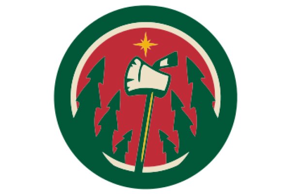 A Festive Logo with a Christmas Tree and Ax Design