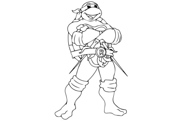 Leonardo from Teenage Mutant Ninja Turtles: A Line Drawing