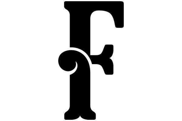 Stylized Letter 'F' with a Curly Tail