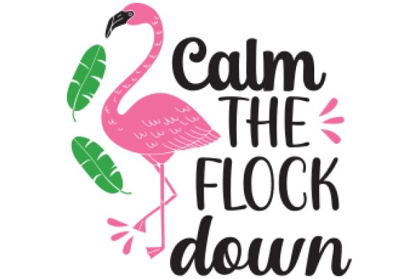 Flamingo Illustration with Text: 'Calm the Flock Down'