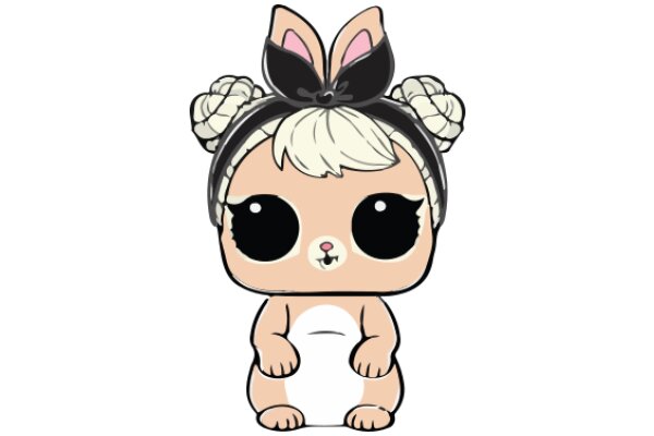 Adorable Cartoon Bunny with a Bow and Big Eyes