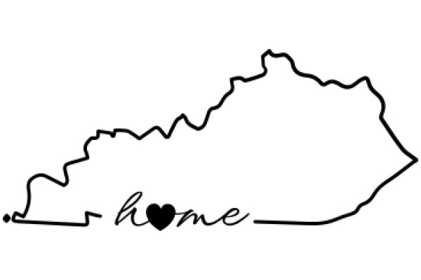 A Silhouette of a State with a Heart Inside It, Representing Home