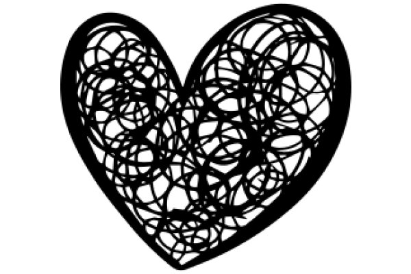 Abstract Art: A Heart-Shaped Pattern of Curved Lines and Circles