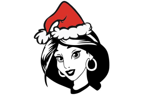 Stylish Holiday Icon: A Chic Cartoon Character in a Festive Santa Hat