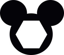 Simplistic Black and White Mickey Mouse Logo