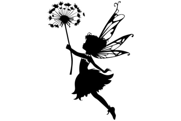 Silhouette of a Fairy with a Dandelion