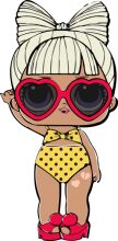 Stylish Cartoon Character with Yellow Swimsuit and Pink Sunglasses