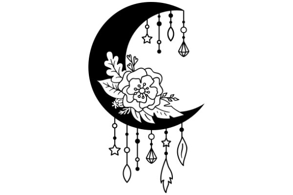 Moonlit Garden: A Line Art