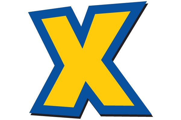 Vibrant Logo Design: A Stylized Letter X in Blue and Yellow