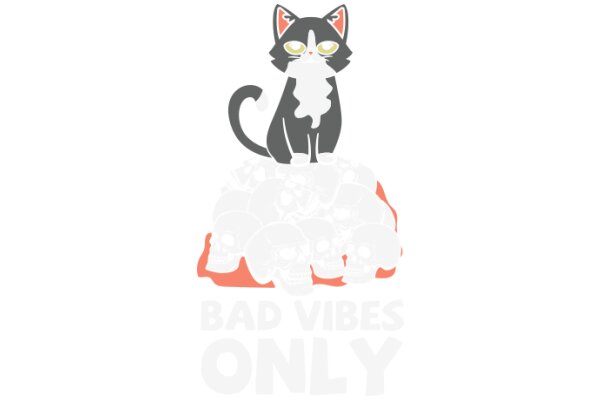 Bad Vibes Only: A Whimsical Cat and Skeletons Illustration