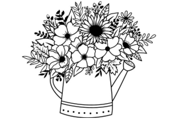 A Whimsical Bouquet of Flowers and a Tea Pot