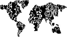 Black and White Silhouette of the World with Heart Patterns