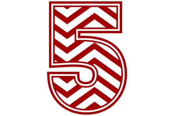 Stylized Red Number Five with Zigzag Design