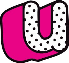 Vibrant Logo Design: A Playful Pink 'U' with a Dot Texture