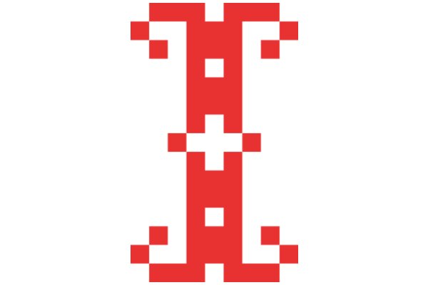 Vibrant Red Pixel Art: A Stylized Letter 'T'