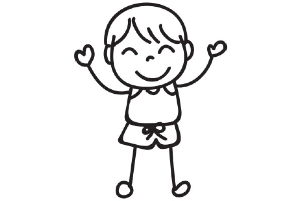 A Simple Line Drawing of a Happy Child