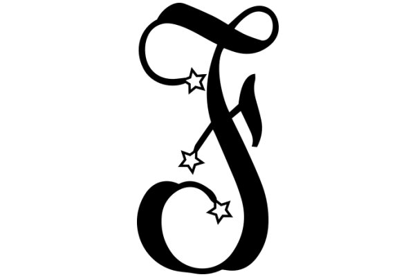 Stylized Letter 'S' with Stars and a Ribbon