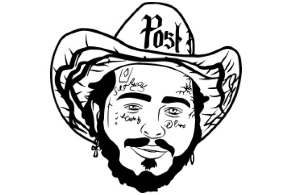 Stylized Portrait of a Man with a Hat and Tattoos