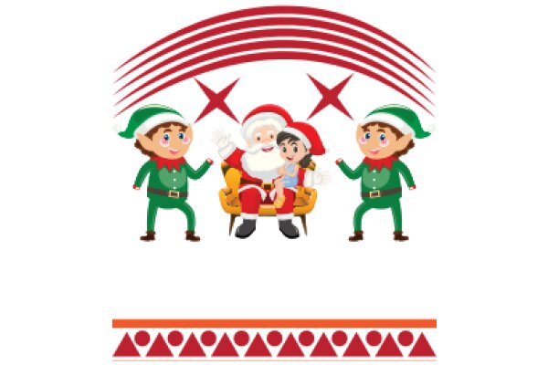 A Festive Christmas Greeting: Santa Claus and His Elf Friends