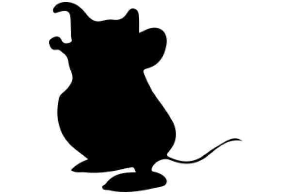 A Silhouette of a Mouse with a Tail, Standing on Two Legs