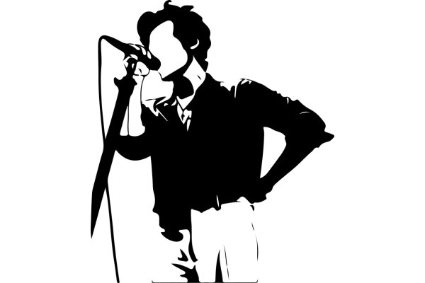 Silhouette of a Singer with a Microphone