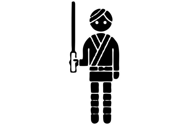 A Silhouette of a Person Holding a Stick