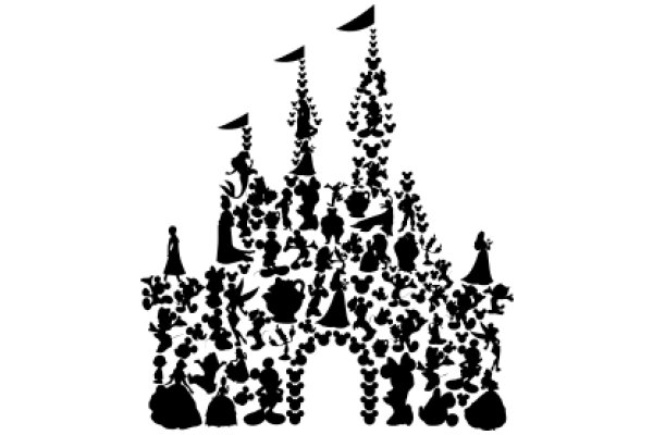 A Silhouette of a Castle Surrounded by a Variety of Characters