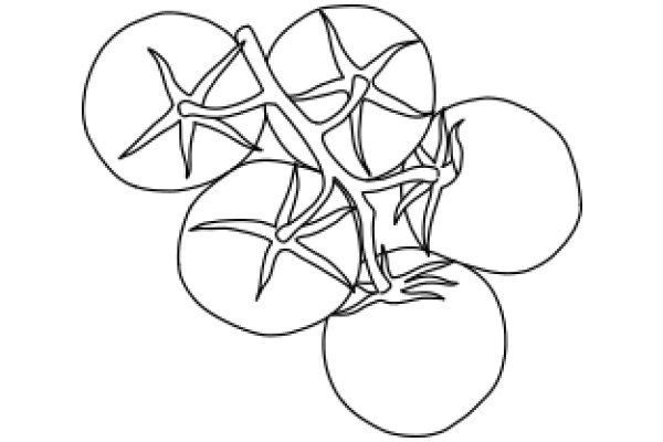 Artistic Line Drawing of a Starfish and Circles