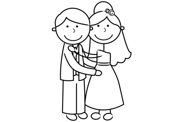 A Heartwarming Embrace: A Cartoon Couple Sharing a Smile