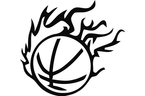 Stylized Basketball Logo with Flames