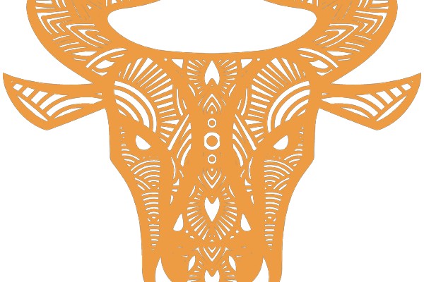 Stylized Orange Bull Decoration