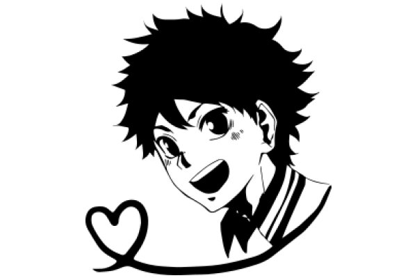 Stylized Anime Character with a Heart