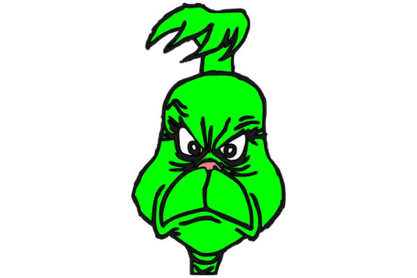 A Whimsical Green Character with a Frown