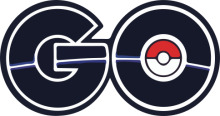 Stylized Logo of the Pokémon 'Go' with a Red Poké Ball