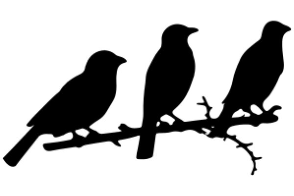 Silhouette of Three Birds on a Branch